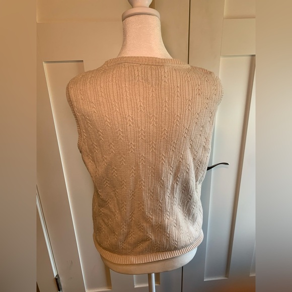 Vintage Beige Cableknit Detail Sweater Vest Size Large - Picture 6 of 9